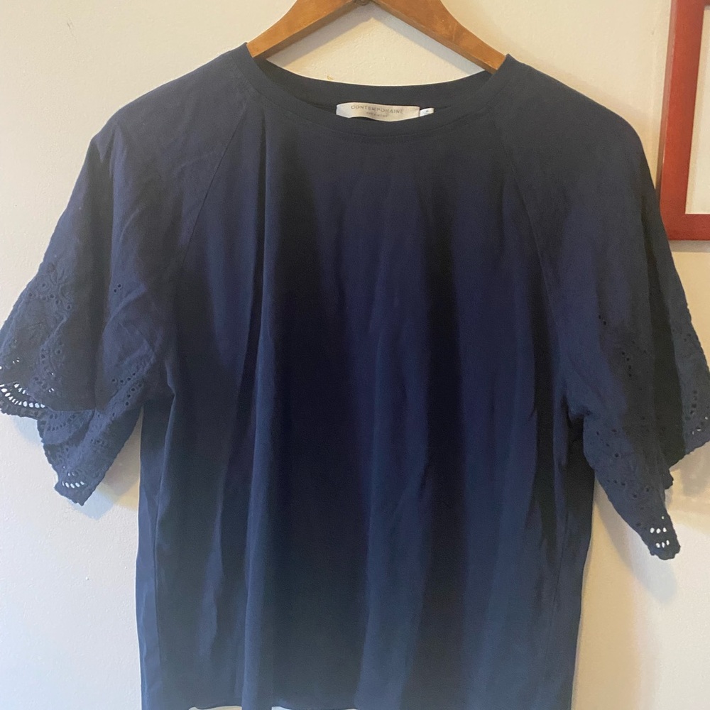 Navy Blue Short Sleeve Women's Top by Contemporaine from Simons